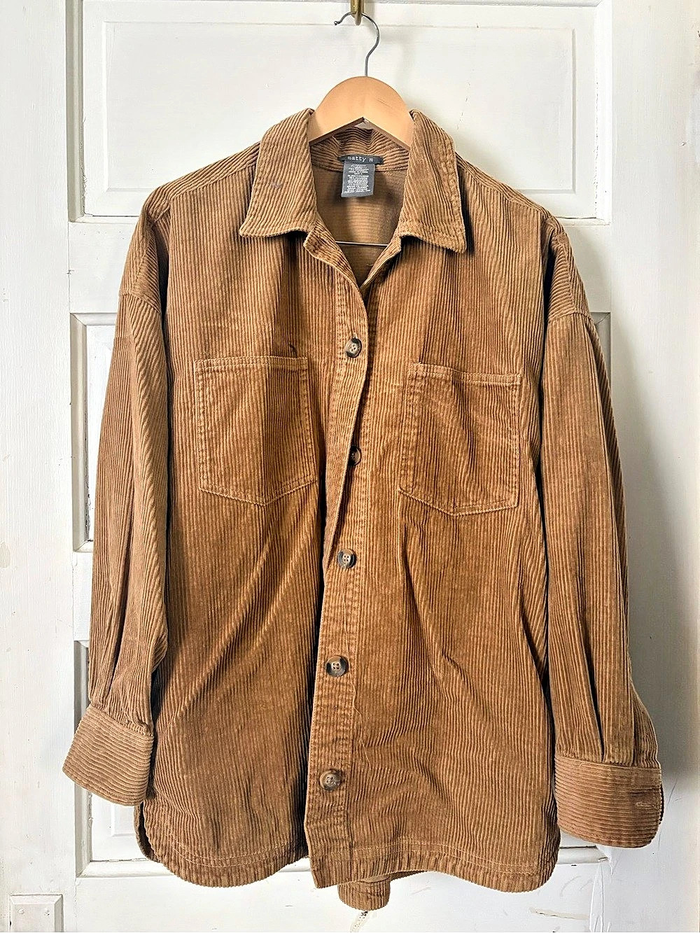 Matty M Corduroy Button-Up Shirt in Brown Size Large
